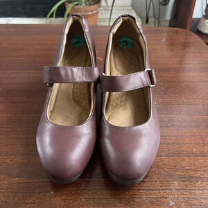 Natural Soul Shoe Size 8 Burgundy Mary Jane Wedge Heels Maritza Aubergine Preppy